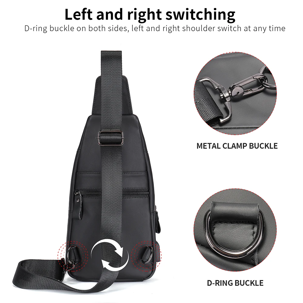 NIUCUNZH Small Travel Chest Bags USB Charging Anti-theft Side Sling Bags Cowhide Sports Cross Shoulder For Phone Man Belt Bag