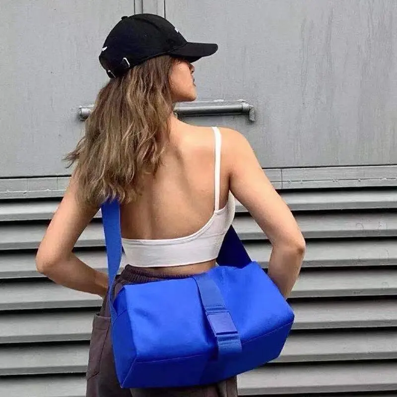 

Large Capacity Women Solid Color Fitness Shoulder Bag Woven Strap Ladies Messenger Bags Simple Female Casual Tote Puese Handbags