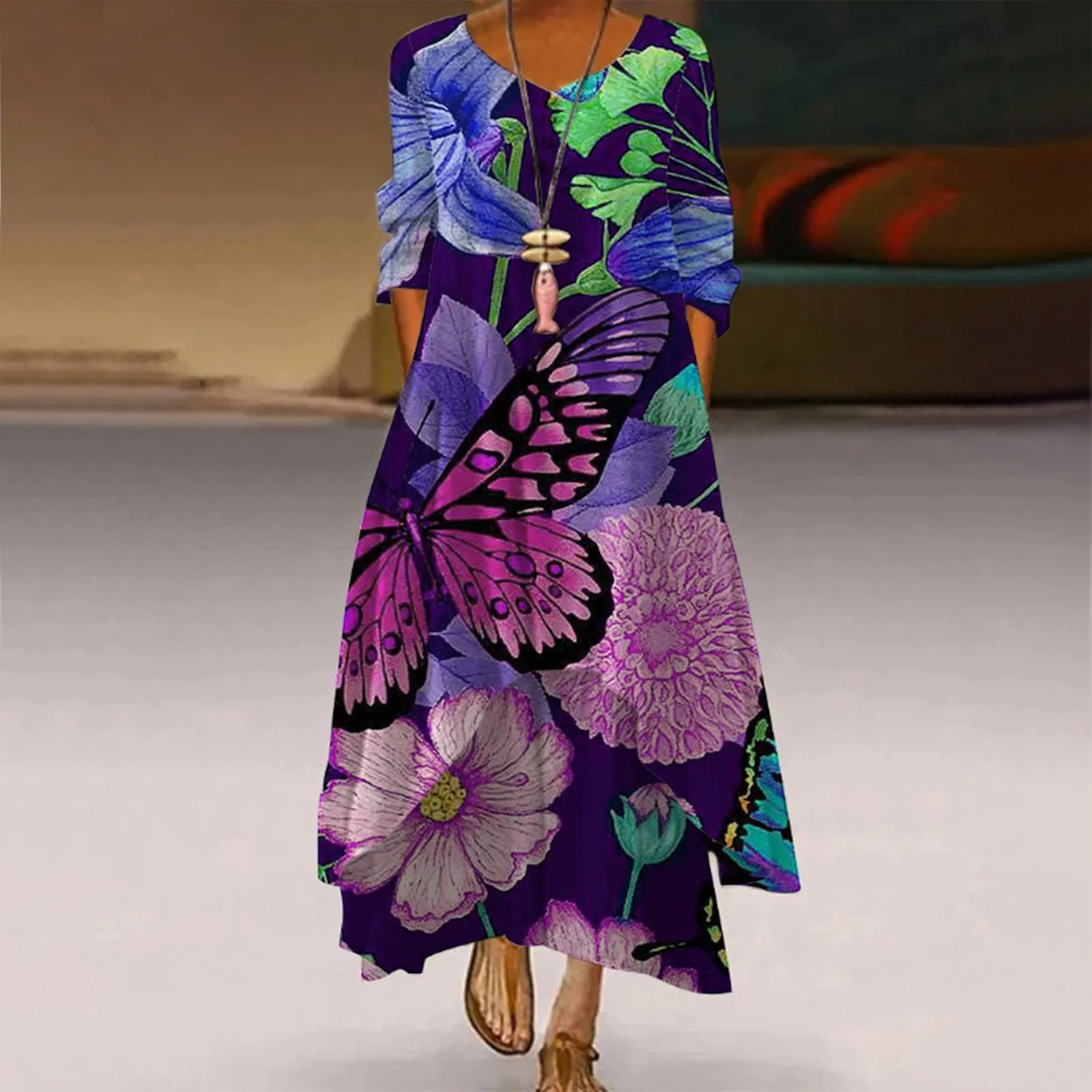 

Dresses Women Dress Bohemian Floral Print Summer Beach Women Dresses For Mother Of Bride Black Sleeveless Long Dress