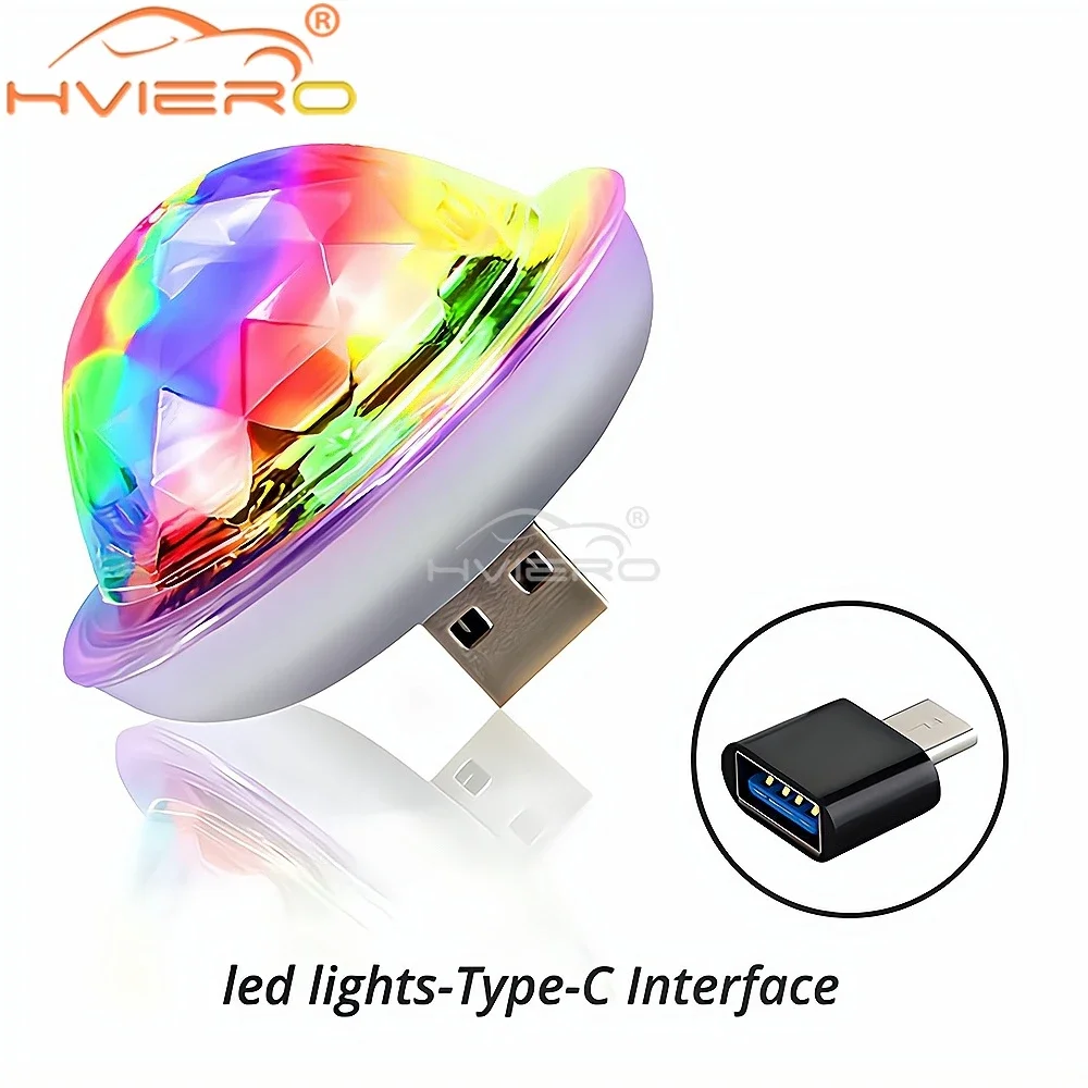 

1 шт. автомобильный светодиодный автомобильный USB окружающий свет DJ RGB мини красочный музыкальный звук интерфейс USB-C IOS праздничная вечеринка караоке домашняя лампа приветствия