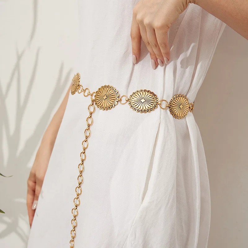 Женская винтажная цепочка с геометрическим рисунком