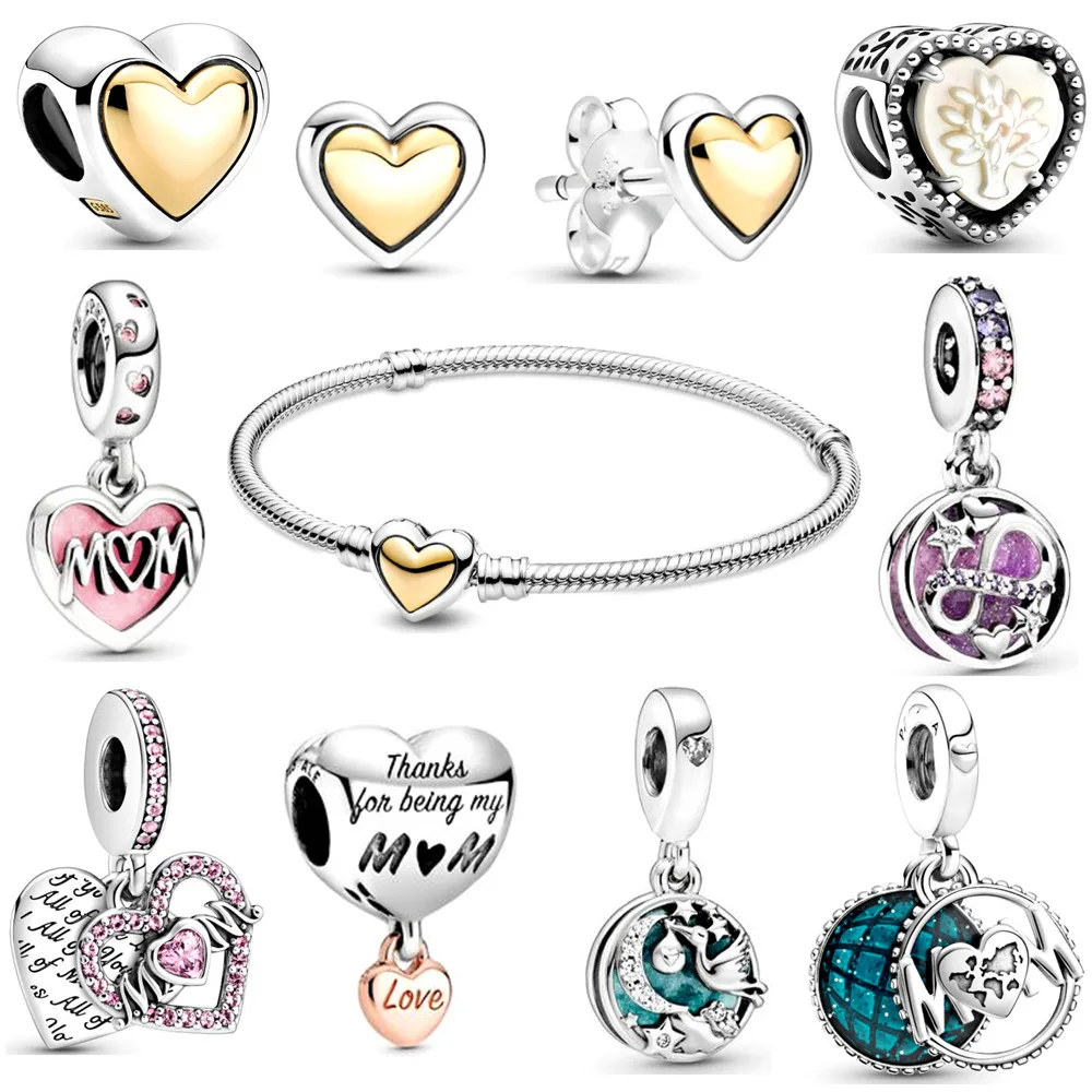 

925 Sterling Silver Jewelry Bracelet Beaded with Letter Crafts Beaded Bracelet Bracelet Earrings DIY Gift for Mother