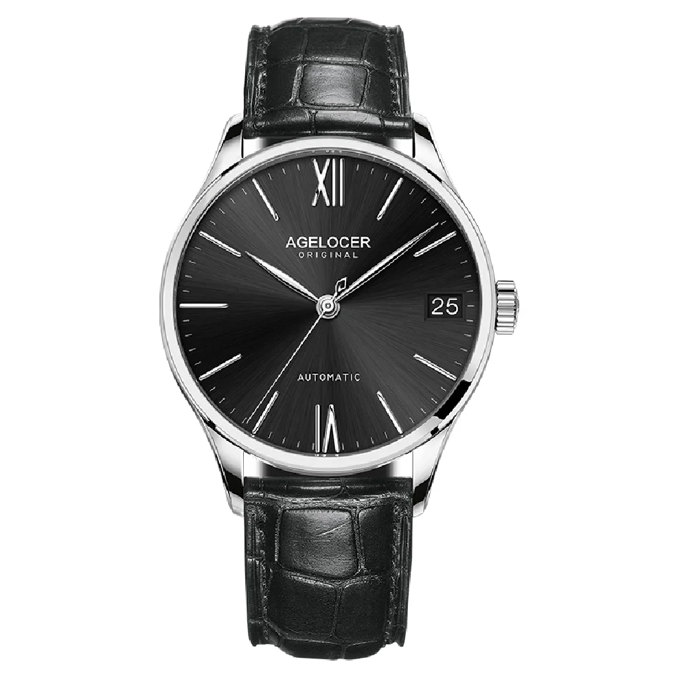 

Military Sport Watches Men Black Fashion Casual Army AGELOCER Luxury Leather Watch Male Clock Wristwatch Power Reserve 80 Hours