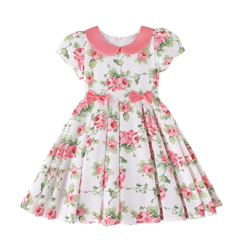 Girls Princess Party Dresses Summer Children Clothes Birthday Performance Floral Bowknot Baby First Communion Clothing | Детская одежда