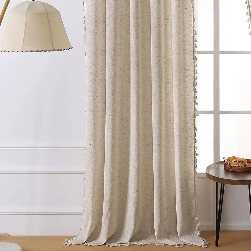 

Бохо цветочные шторы из хлопка и льна beige