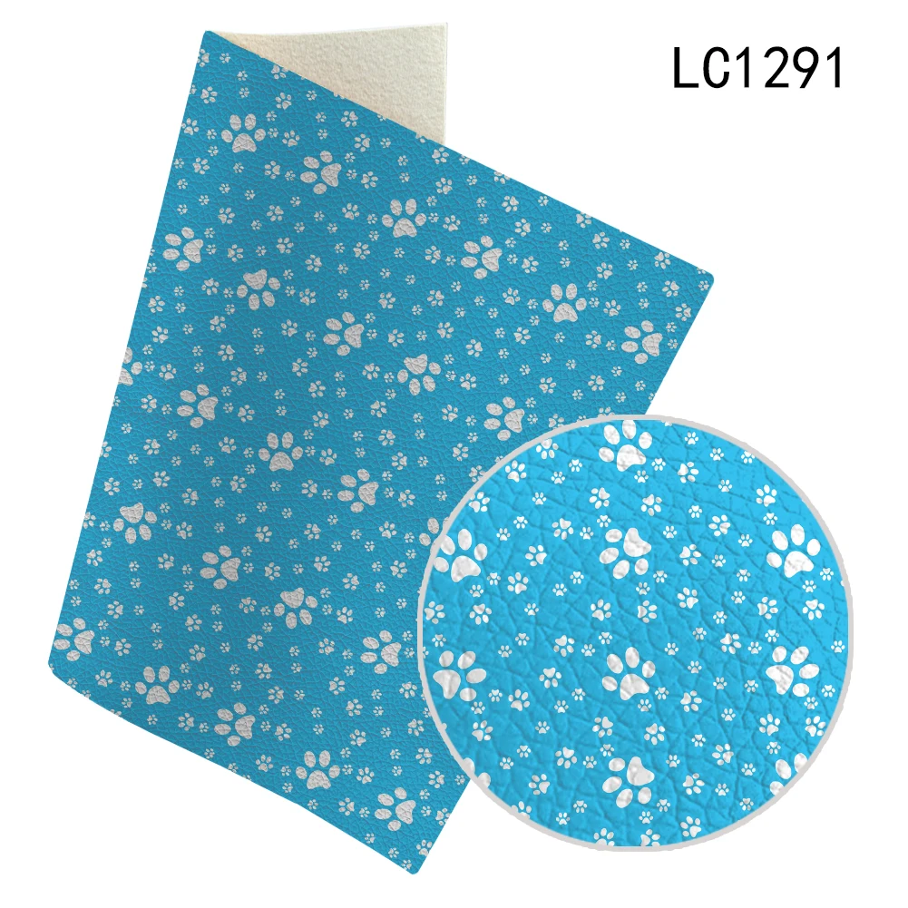 

30X136CM Popular Paw Print Pattern Print Lychee Faux Suede PU Leather for DIY Handmade Earrings Bows Craft