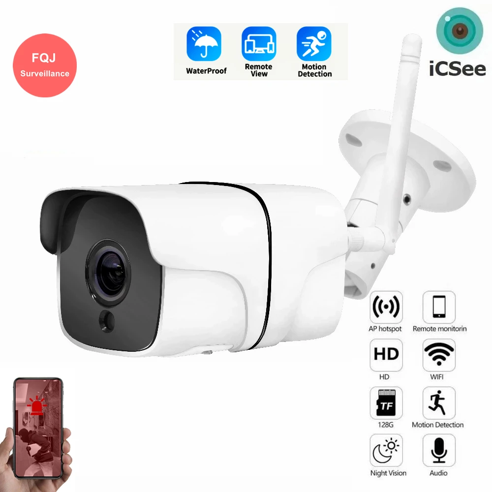 

Waterproof 5MP Wireless IP Bullet Camera Full HD ICSEE Motion Detection Two Way Audio Home Security Wireless IP Video IR Camera