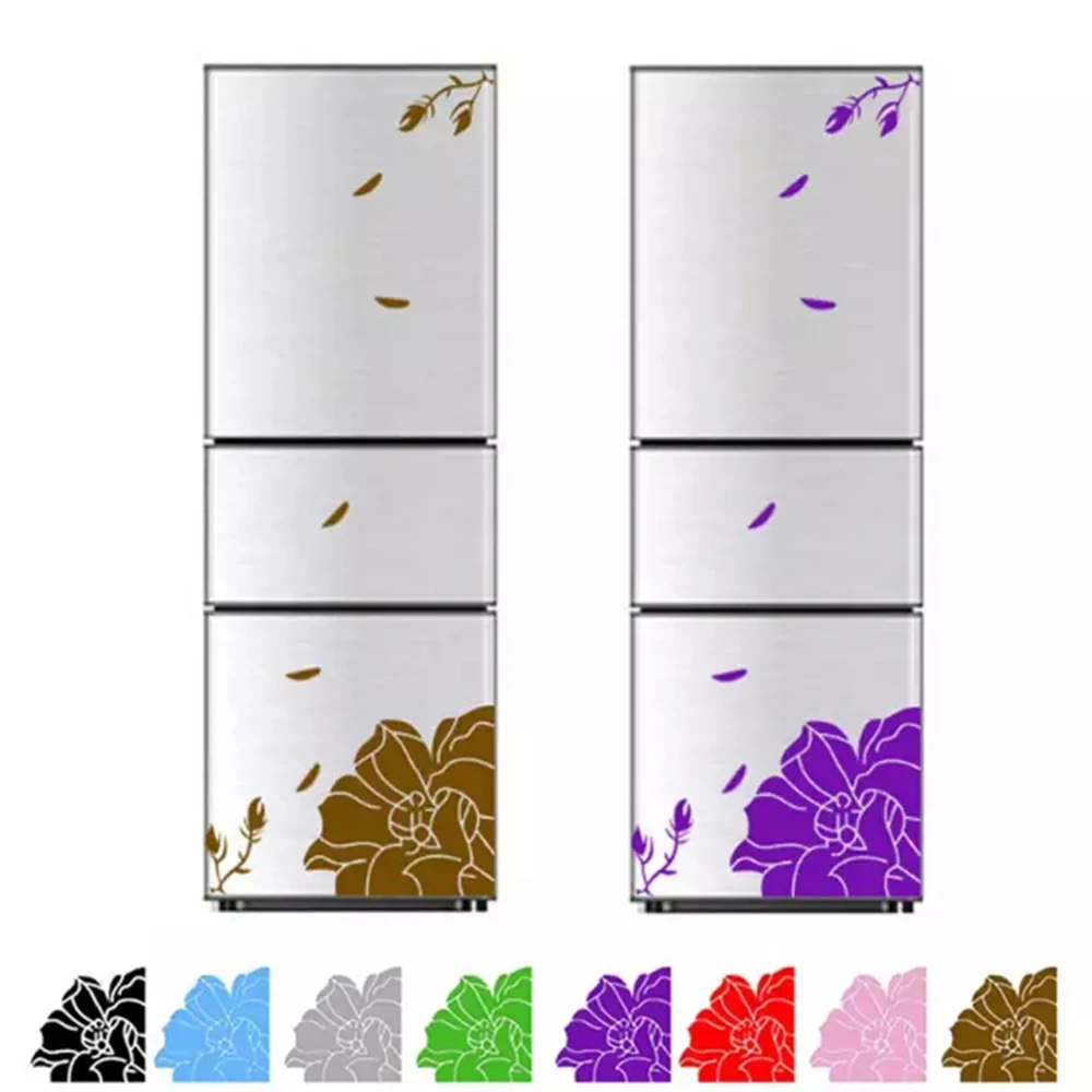 

Magnolia Flowers Refrigerator Sticker Multi-color Door Covers Fridge Removable Wall Stickers Home Decor Art Mural Accessories