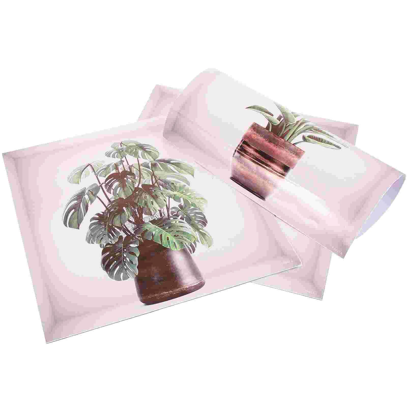 

3 Pcs Decor Bedroom Wall Decals Bonsai Flowers Aesthetic Green Sticker Pvc