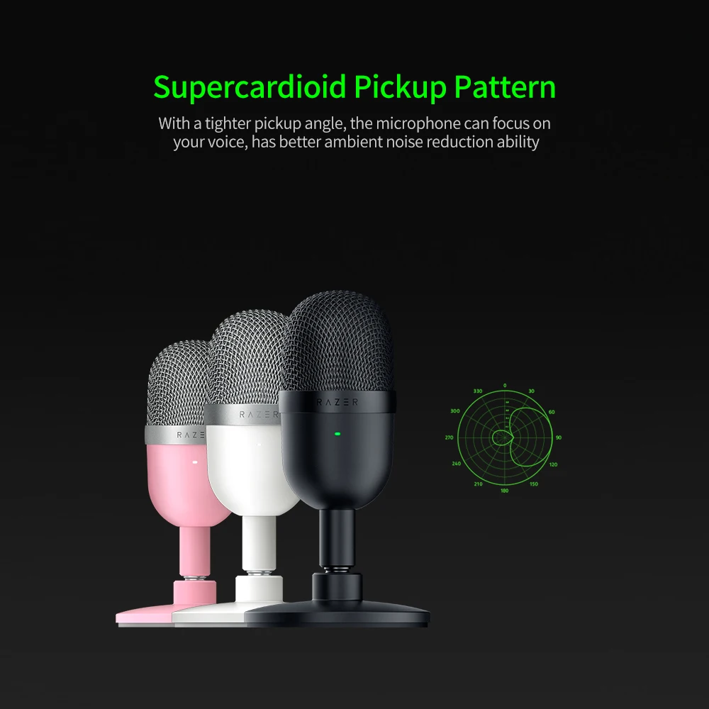 Миниатюрный конденсаторный микрофон Razer Seiren ультракомпактный потоковый с