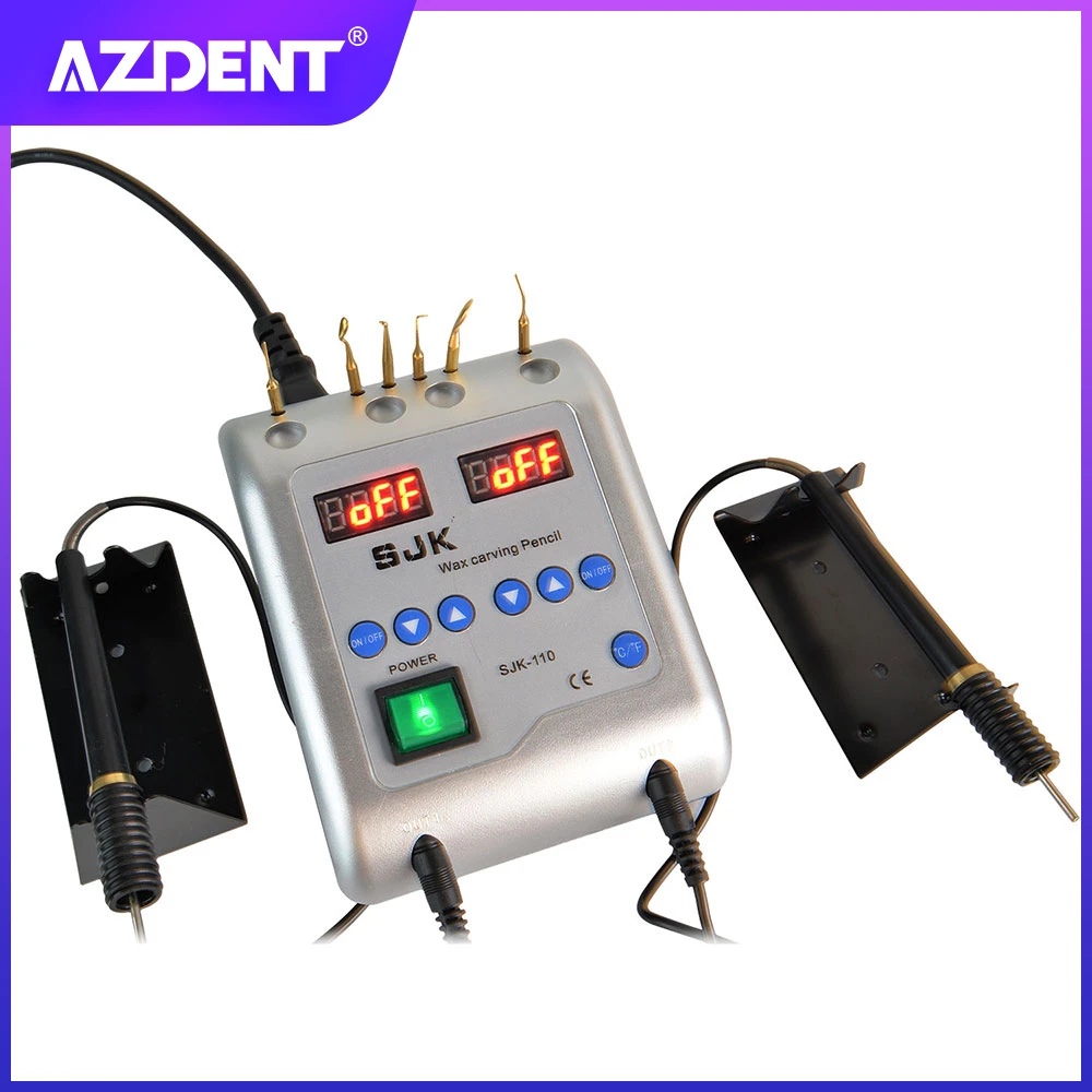 AZDENT Electric Waxer Wax Knife Carving Dental Lab Equipment Electric Waxer Carving Knife Contain 6 Wax Tips+2 Pens Dental Tools