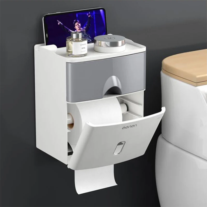 

Multifunctionele Toiletrolhouder Waterdicht Wc Tissue Opbergdoos Creative Wall Mount Badkamer Product Badkamer Accessoires