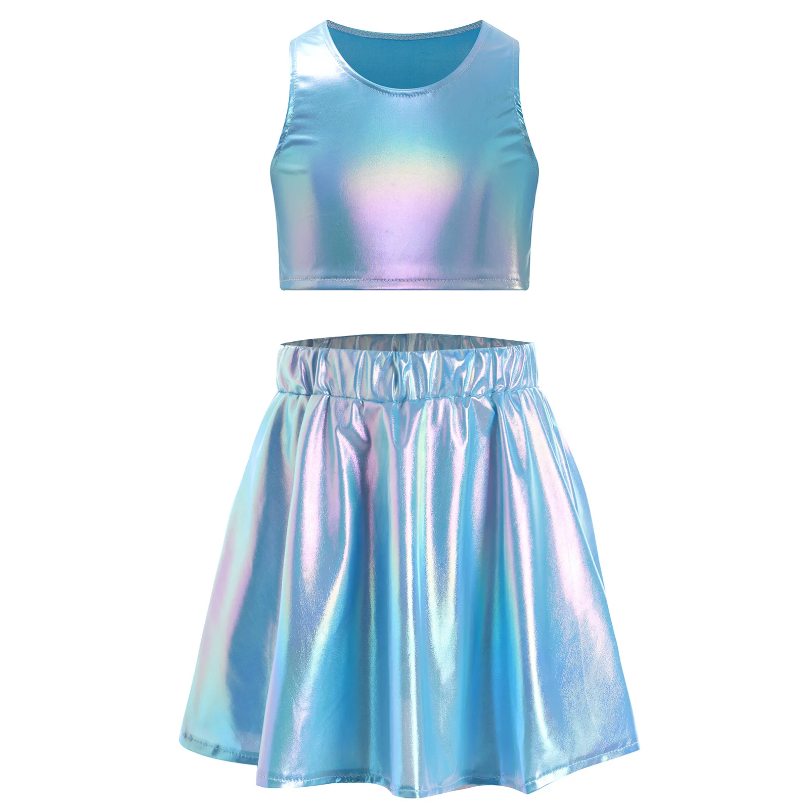 Детский костюм для джазовых танцев девочек блестящая майка с металлическим