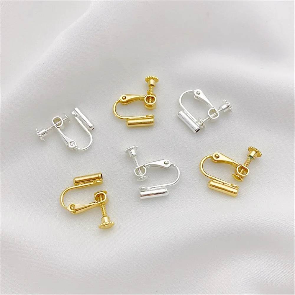 14K резиновая трубка с золотым покрытием винт зажим для ушей ручной работы серьги