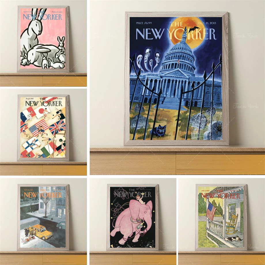 

The New Yorker Magazines Covers Retro Nordic Posters And Prints Wall Art Canvas Painting Wall Picture For Living Room Home Decor