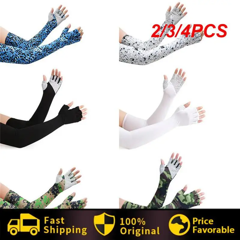 

2/3/4PCS Riding Sun Protection Gloves Fishing Gloves 1 Pair Ice Sleeves Non-slip Climbing Arm Cover Cycling Ice Sleeves