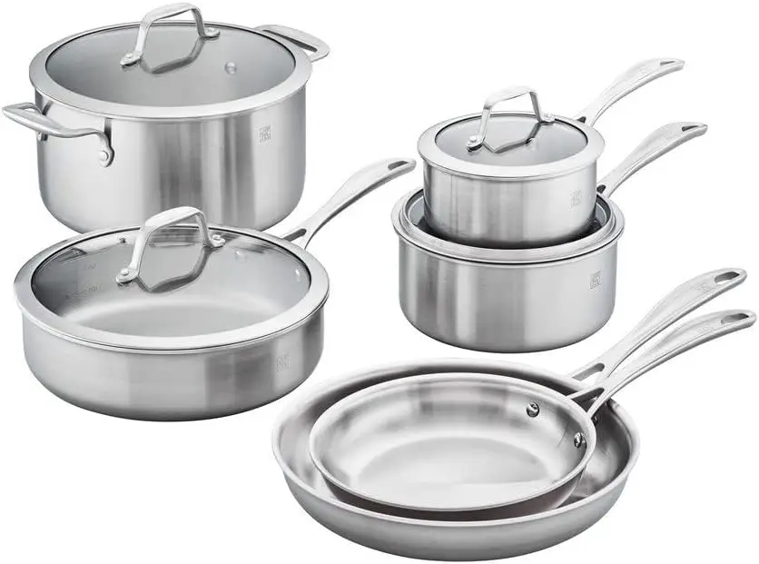 

3-ply 10-pc Stainless Steel Pots and Pans Set, Dutch Oven, Fry Pan