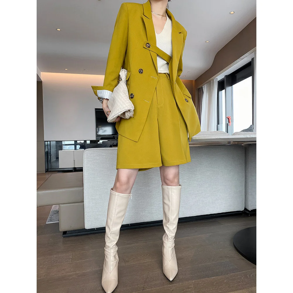 

sets Woman half suit pants long sleeve blazer jacket 2023 spring summer fashion suit two pieces sets outwear