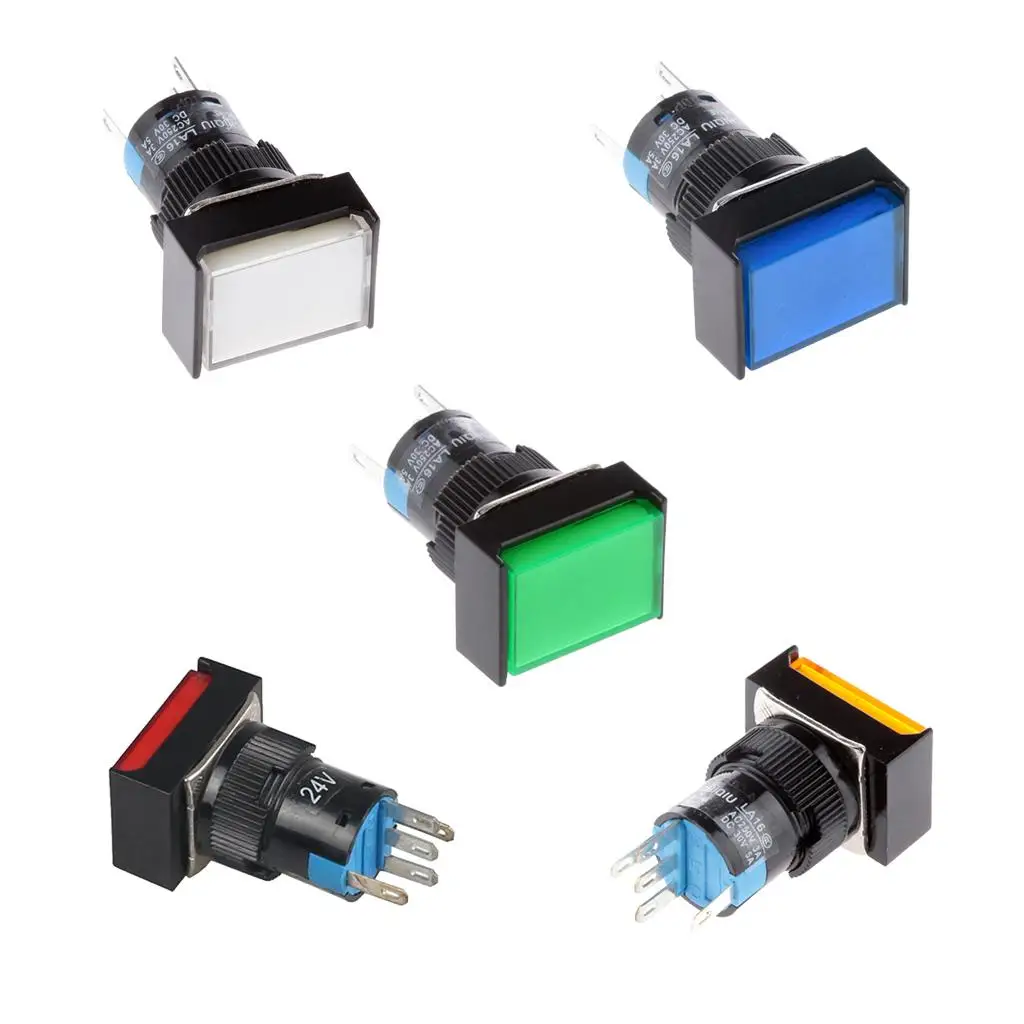 16 мм кнопочный переключатель мгновенного прямоугольного светодиодной лампы