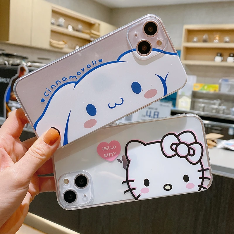 

Hello kitty Cinnamon dog Cartoon CASE For iPhone 11 13 12 Pro Max 13 Pro Max X XR XS MAX SE2020 8 7 6 6S Plus Funda white Cover
