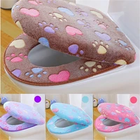 thick coral velvet luxury toilet seat cover set soft warm toilet winter thickened heating pad waterproof bathroom wc cover