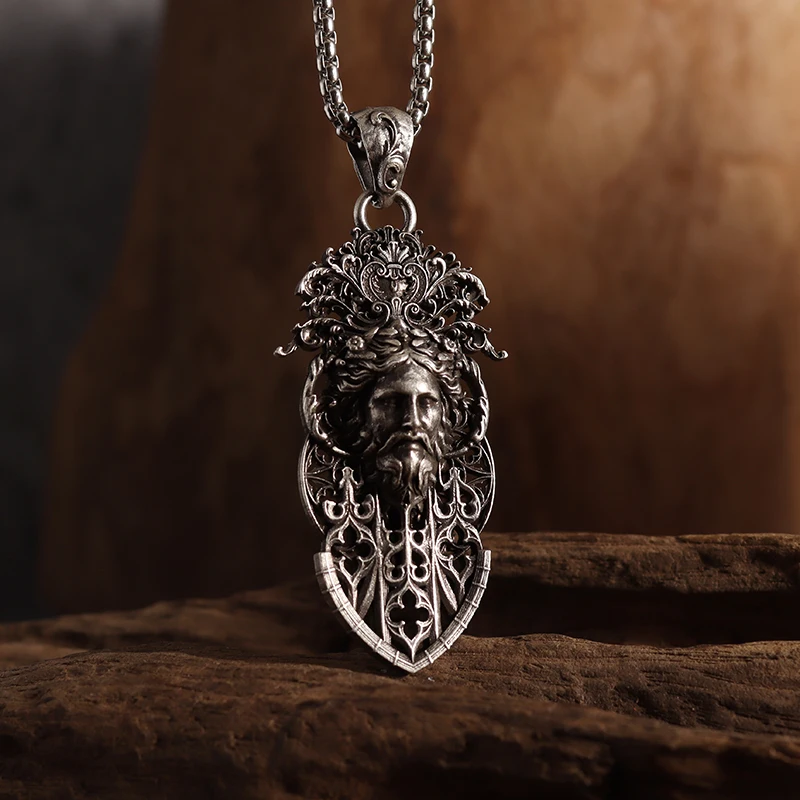

Retro Classic Giant Sword Old Man's Head Sword Pendant Necklace for Men Unique Casual Daily Party Jewelry Gift