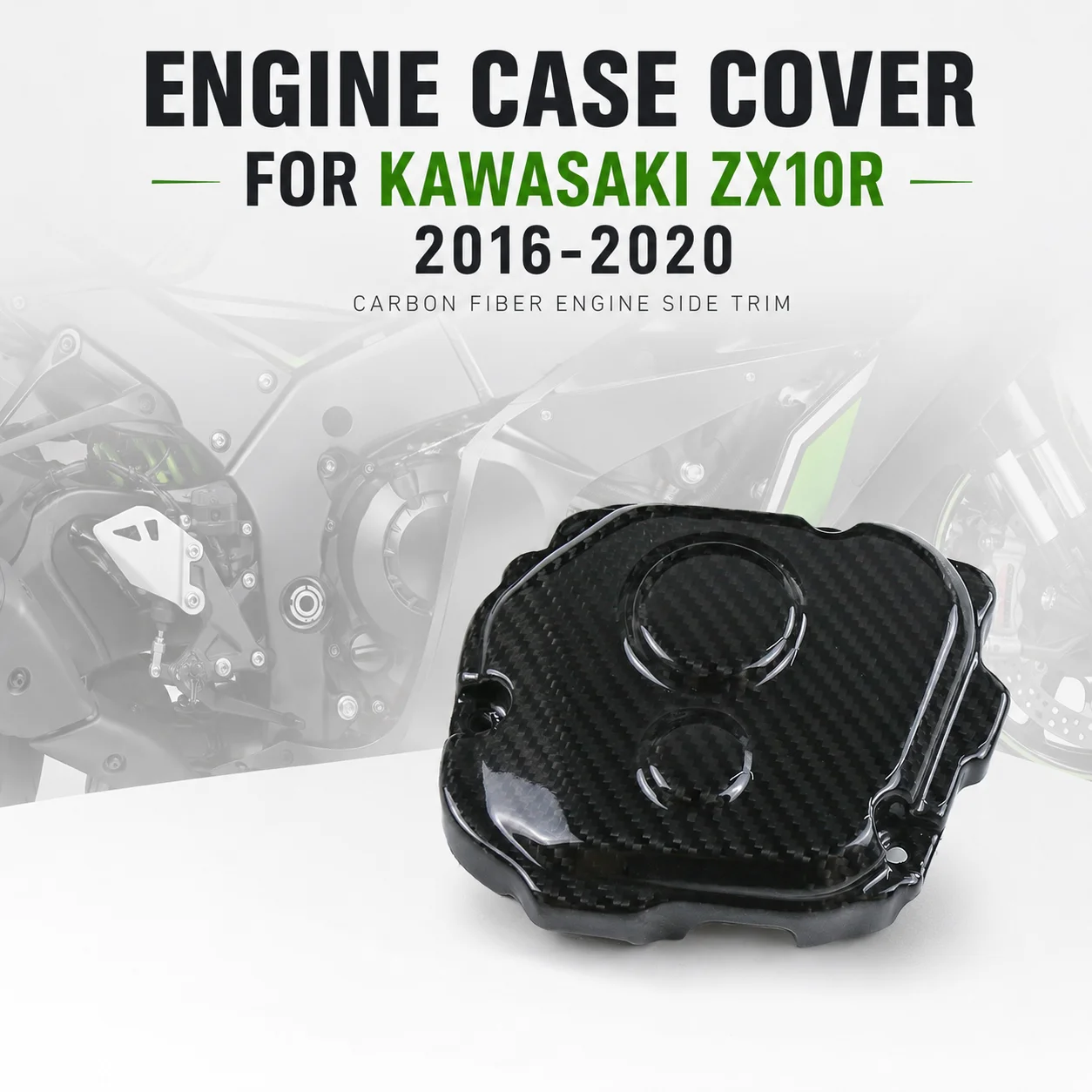Фото Карбоновая накладка на картер двигателя, боковая крышка двигателя для Kawasaki Ninja ZX10R ZX-10R 2016-2020, запчасти для мотоциклов №1