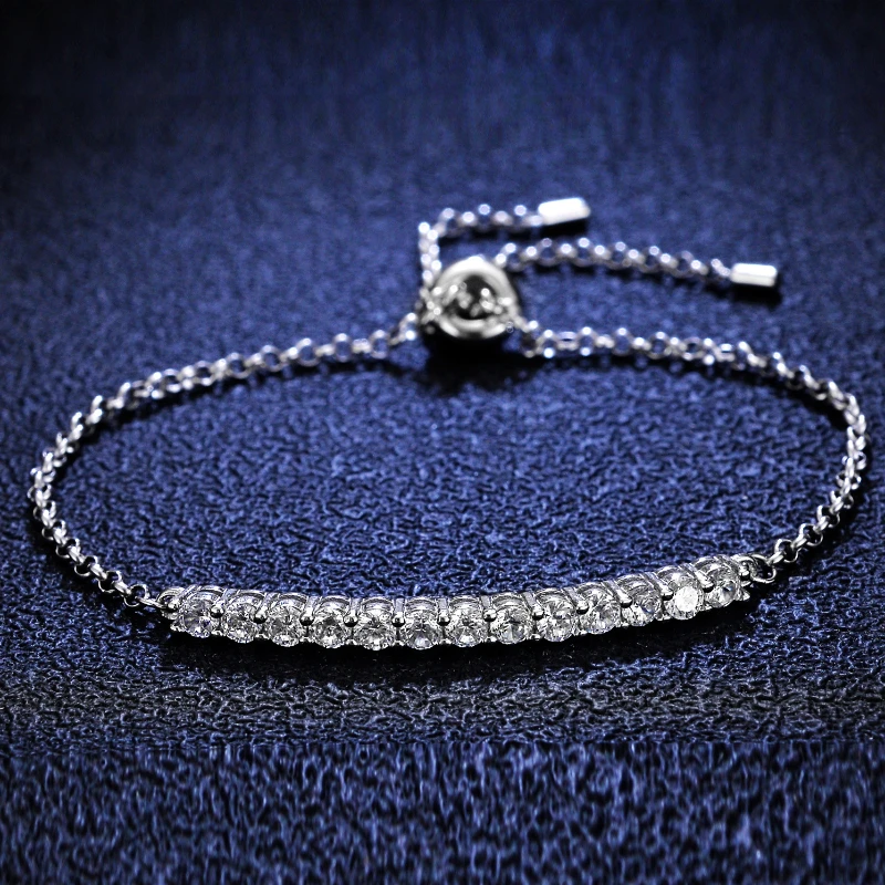 

1.3 Carat D Color Moissanite Diamond 925 Silver Bracelet Row Chain&linkBracelet Women Anniversary Gift Free Shipping