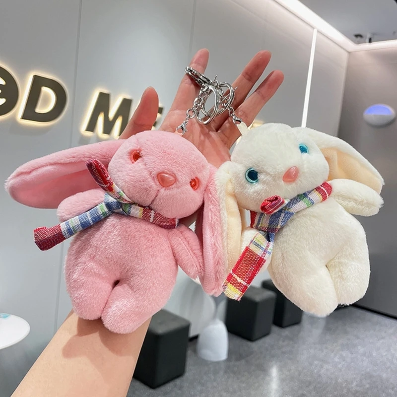 

Plush-Cartoon-Doll Rabbit Keychain Pendant Bow-Tie Bear Keychain Doll-Plush