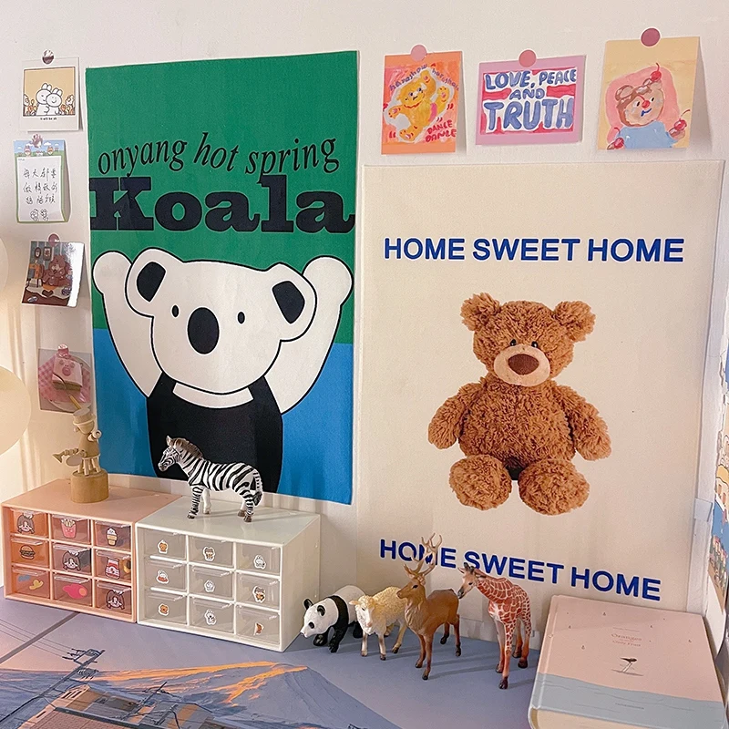 Мультяшный настенный гобелен кавайный Декор для комнаты прикроватный подвесной