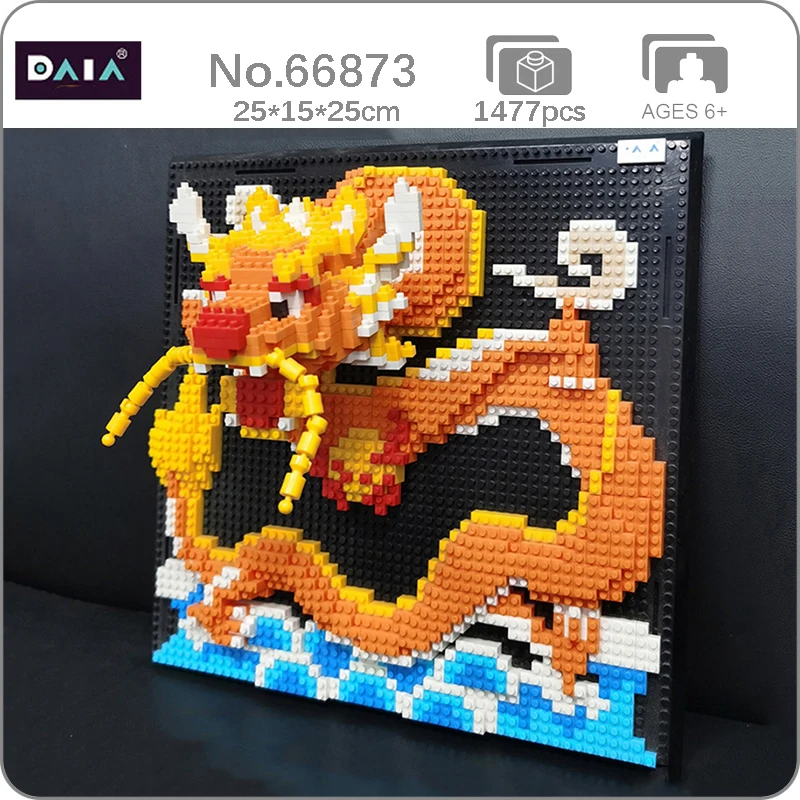 

Daia 66873 Yellow Wyvern Fly Dragon Animal Head Mural Wall Painting Mini Diamond Blocks Bricks Building Toy for Children no Box