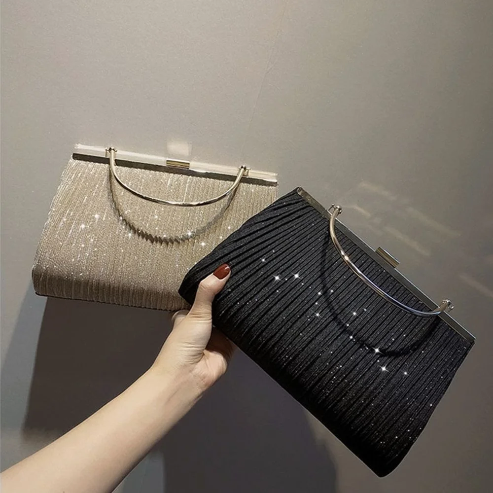 

Hot Sale Luxury Moon Handbag Apricot Evening Clutch Bag Party Chain Shoulder Bag Female Sequin Wedding Purse Handbag for Women