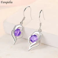fanqieliu silver color s925 stamp zircon heart drop earrings for woman trendy high quality jewelry luxury gift girl new fql21116