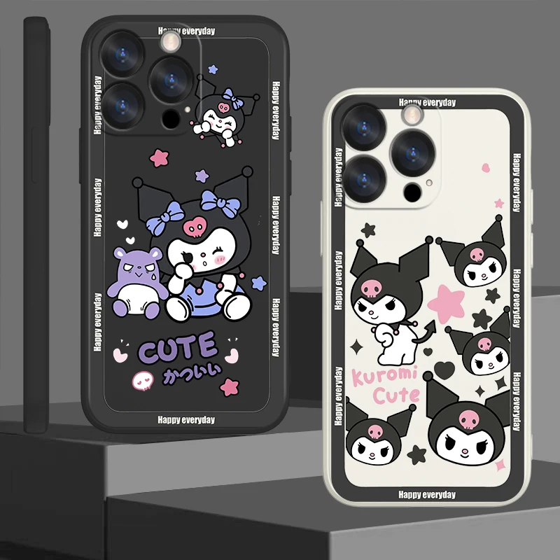 

Cartoon Kuromi Girl Sanrio Case For Apple iPhone 14 13 12 Mini 11 Pro XS MAX XR X 8 7 6S SE Plus Liquid Rope Phone Cover Core