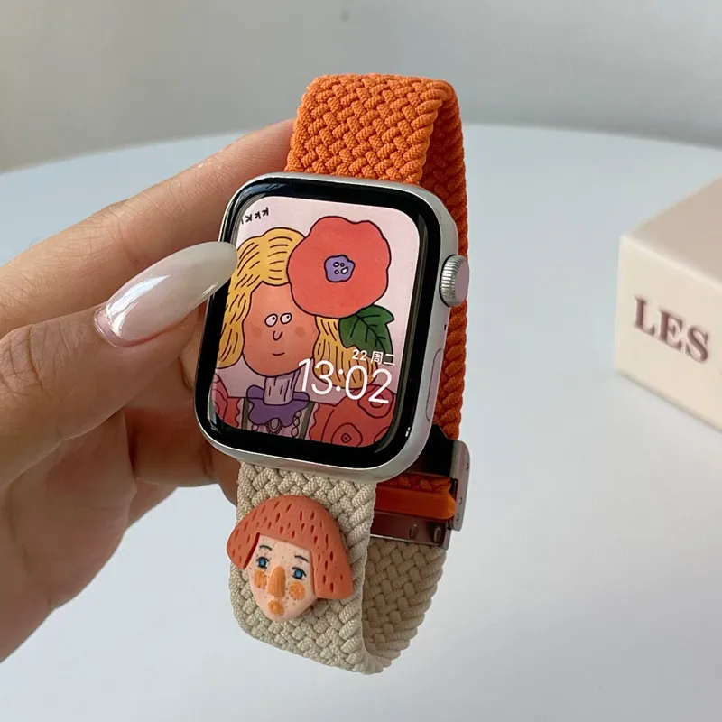 Плетеный ремешок-петля для Apple Watch Band S10 42/46 мм 38/40/41 Эластичный нейлоновый браслет