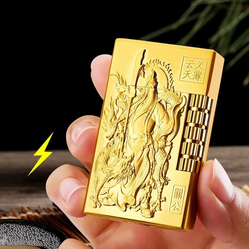 Металлическая зажигалка Shenlong с тиснением прямая ветрозащитная синее пламя