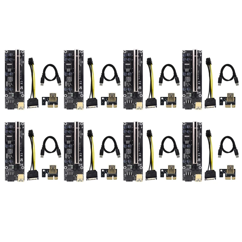 

8X VER009S Plus PCIE Райзер-карта Ver 009S Sata 15 Pin to 6 Pin Express 1X 4X 8X 16X адаптер-удлинитель Майнер