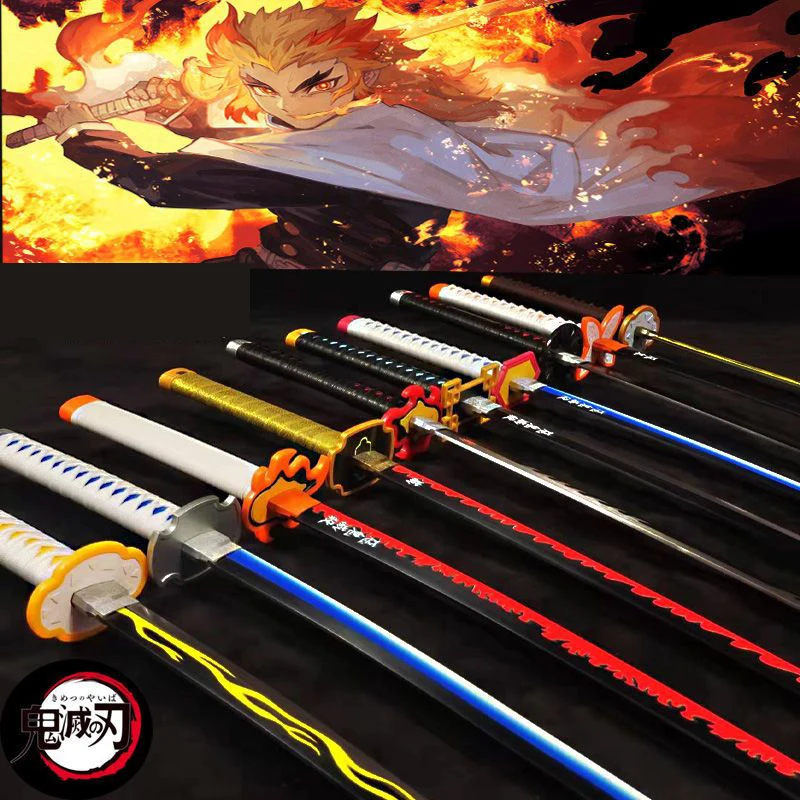 

80cm Demon Slayer Katana Swords Bamboo Anime Blade Sunwheel Knife Tanjirou Katana Weapon Model Ninja Cosplay Prop Kids Toy Gifts