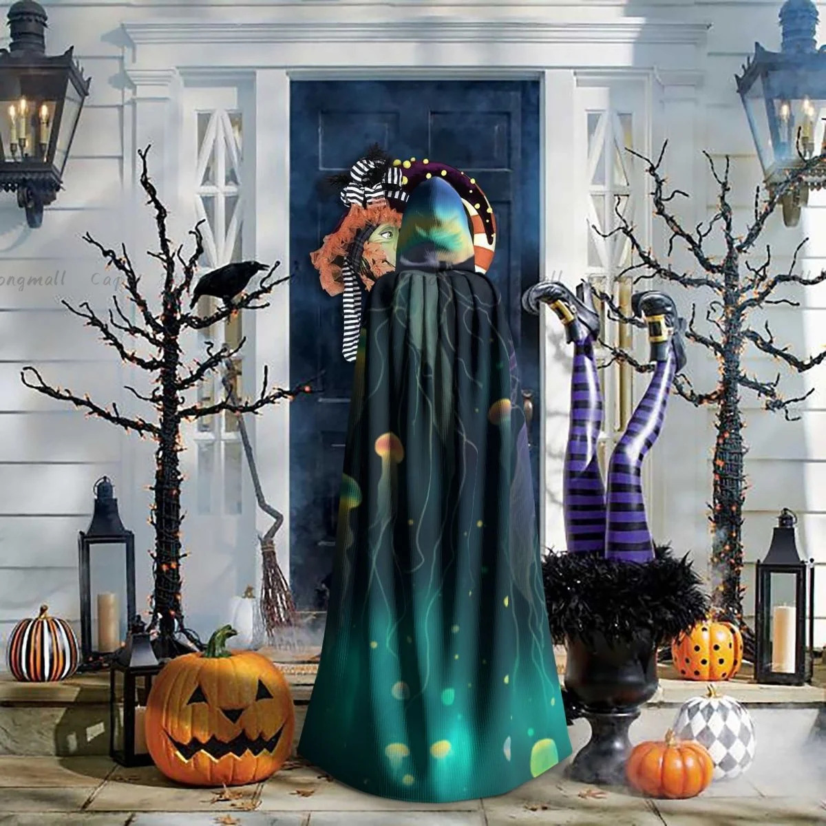 Неоновый красочный плащ в виде медузы с капюшоном карнавальный костюм на