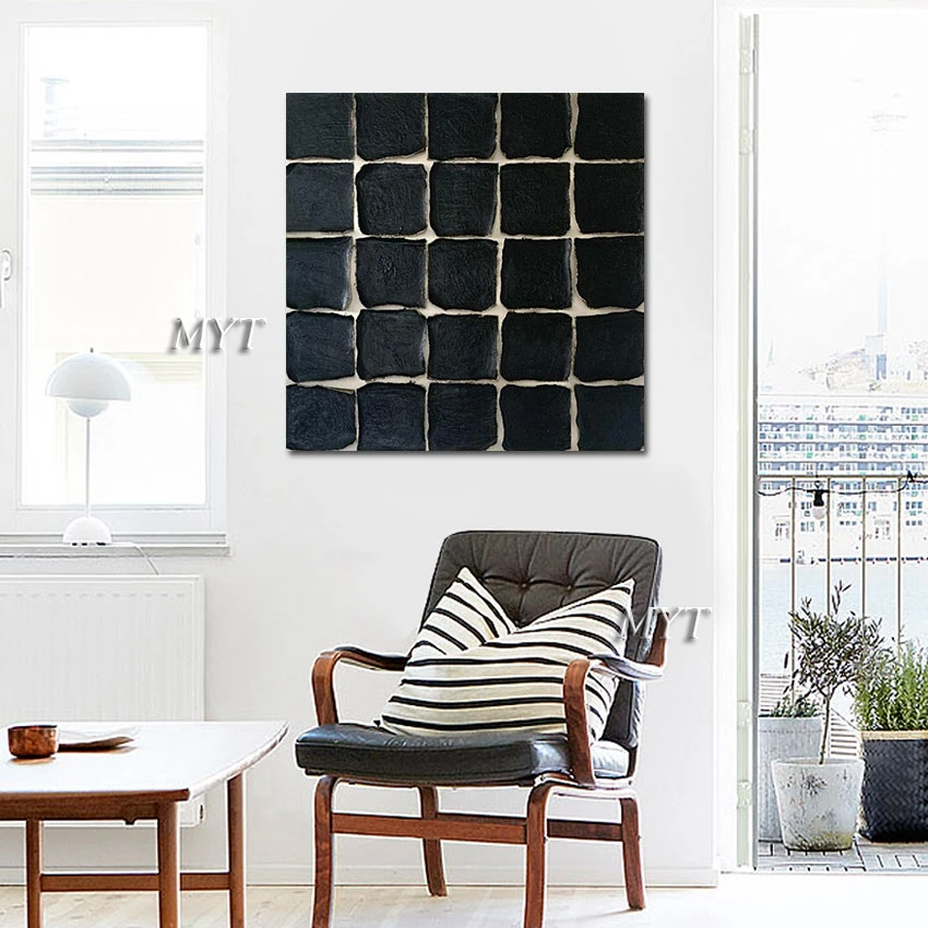

Modern Wall Art High Quality Black Texture Acrylic Canvas Picture Room Decor Abstract Oil Painting For Hotel Office Unframed