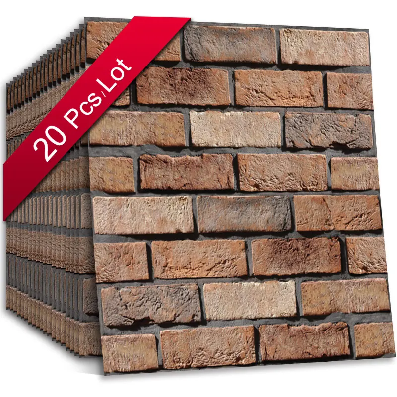 

Rustic Vintage 3D Faux Bricks Wallpaper Self Adhesive Roll Vinyl PVC Retro Industrial Loft Wall Paper Brown Waterproof Washable