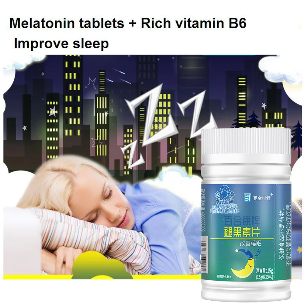 

Melatonin Sleeping Pills Vitamin B6 Tablets Relieve Stress Anti-anxiety Delay Aging Help Deep Save Insomnia Improve Sleep
