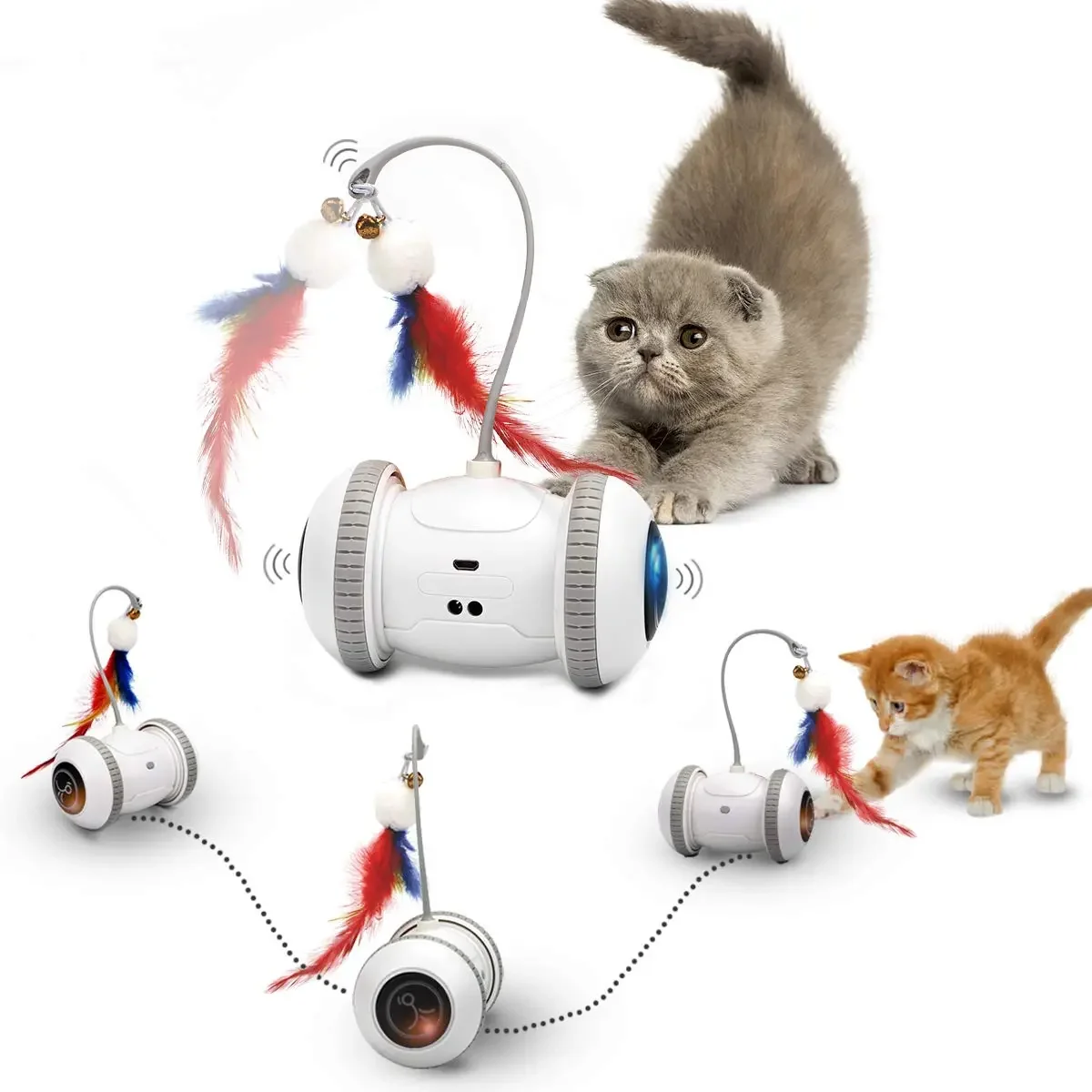 

Jouets de chat à capteur automatique, robot intelligent interactif, Teaser de plumes électronique, auto-jeu USB Rechargeable,