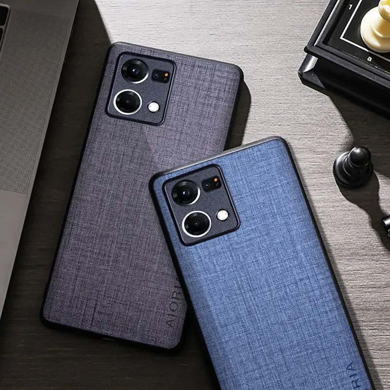 

Textile Texture Case for Oppo Reno7 Reno 7 Pro Lite Z 5G Premium PC Four-corner Explosion-proof Protective Cover for Reno7 Case