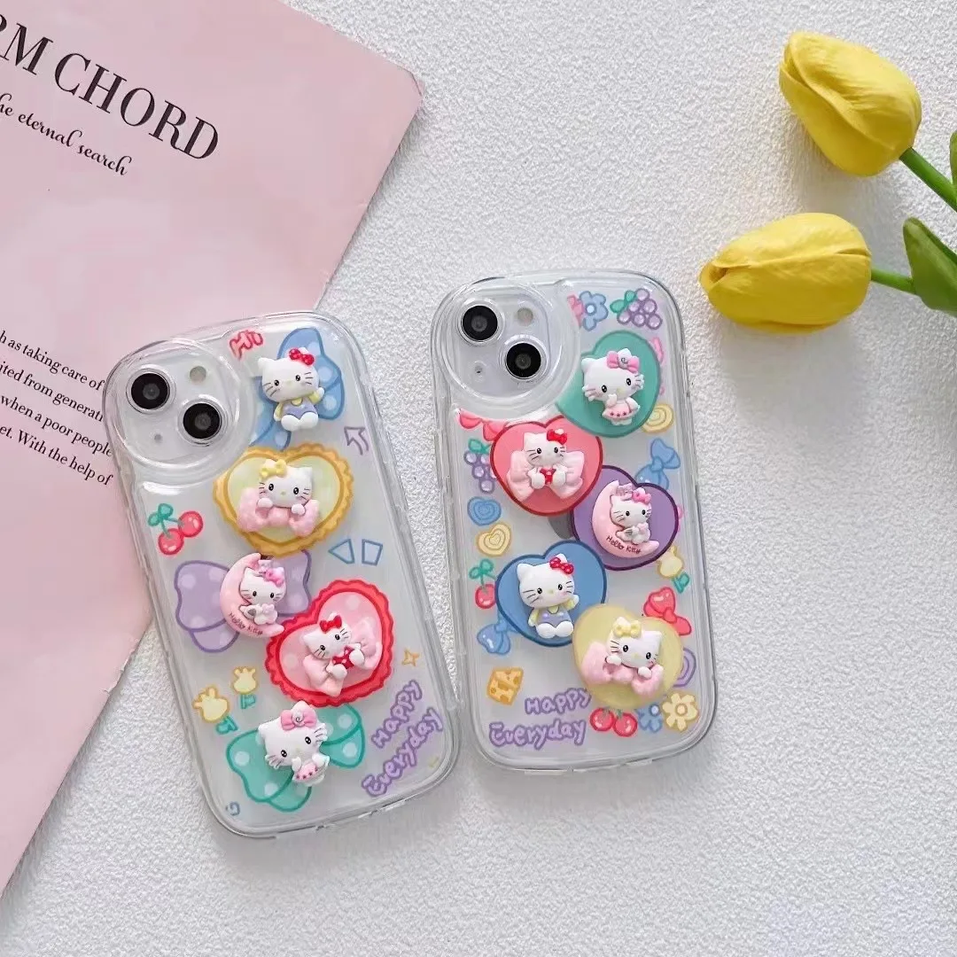 

Sanrio Air Cushion 3D Hello Kitty Phone Cases For iPhone14 13 12 11 Pro Max XR XS MAX 8 X 7 SE 2020 Back Cover