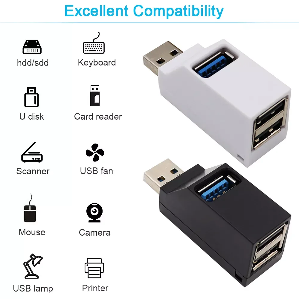 

Hot Sales 3.0 Hub High Speed Splitter Box Mini 3 Port For PC Laptop U Disk Card Reader Adapter For iPhone Mobile Phone Extender