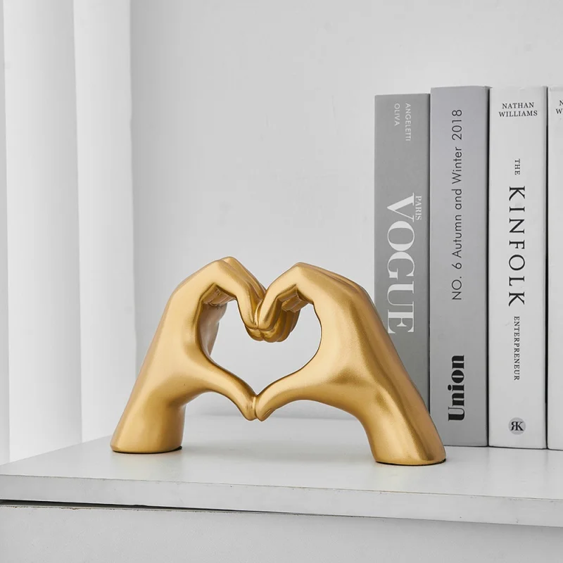 

Nordic Home Decor Love Gesture Statue Abstract Heart Hand Sculpture and Figurines Creative Desk Ornament Room Decor Wedding Gift
