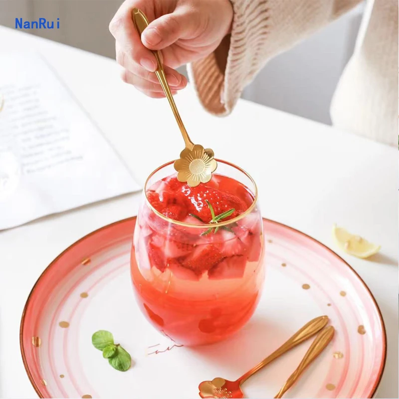 Набор золотых чайных ложек 9 шт. чайные ложки маленький красивый цветок