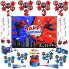 Баннер Marvel, Человек-паук, строительные принадлежности, фон с номером на день рождения, шары, посуда, игрушка для девочек и детей