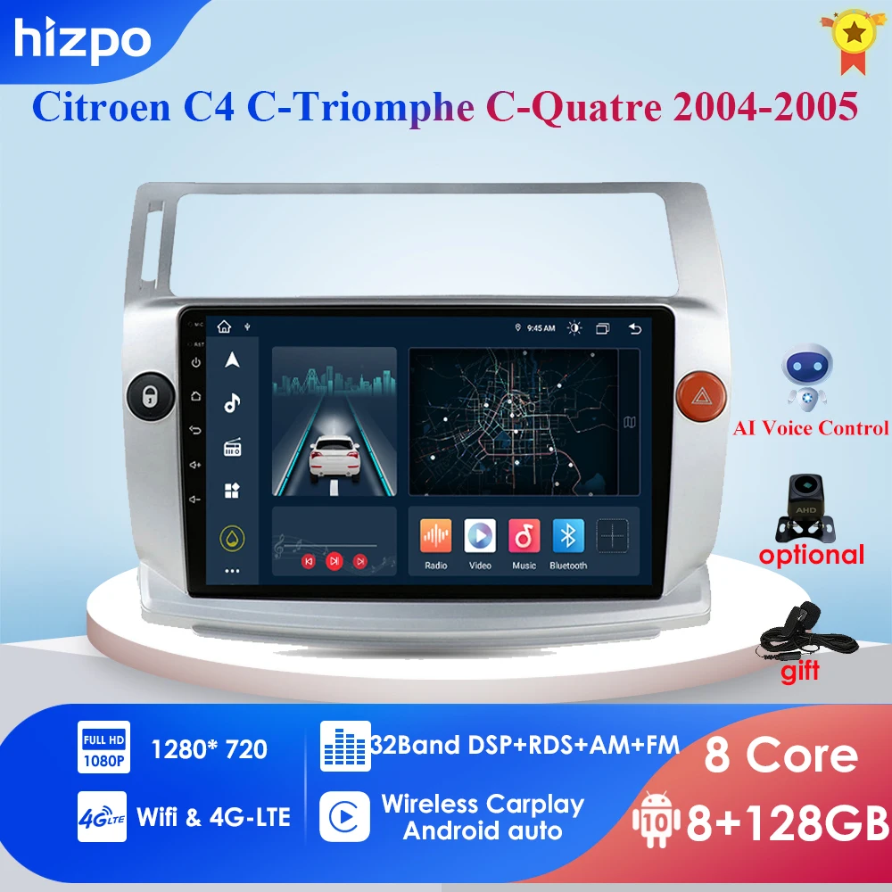 

Автомагнитола 2DIN на Android 10, 4G, для Citroen C4 C-Triumph C-four 2004-2014, мультимедийный видеоплеер с разрезом и ips экраном, RDS DSP GPS